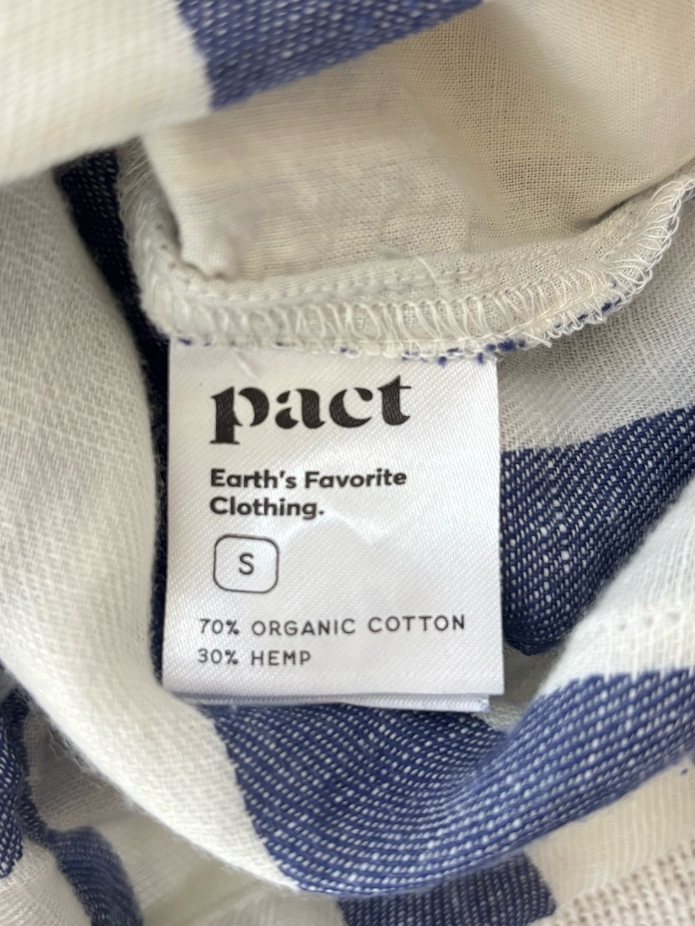 PACT The Harbour Organic Cotton Hemp Blue Stripe Romper Shorts NWT Small - Picture 3 of 14